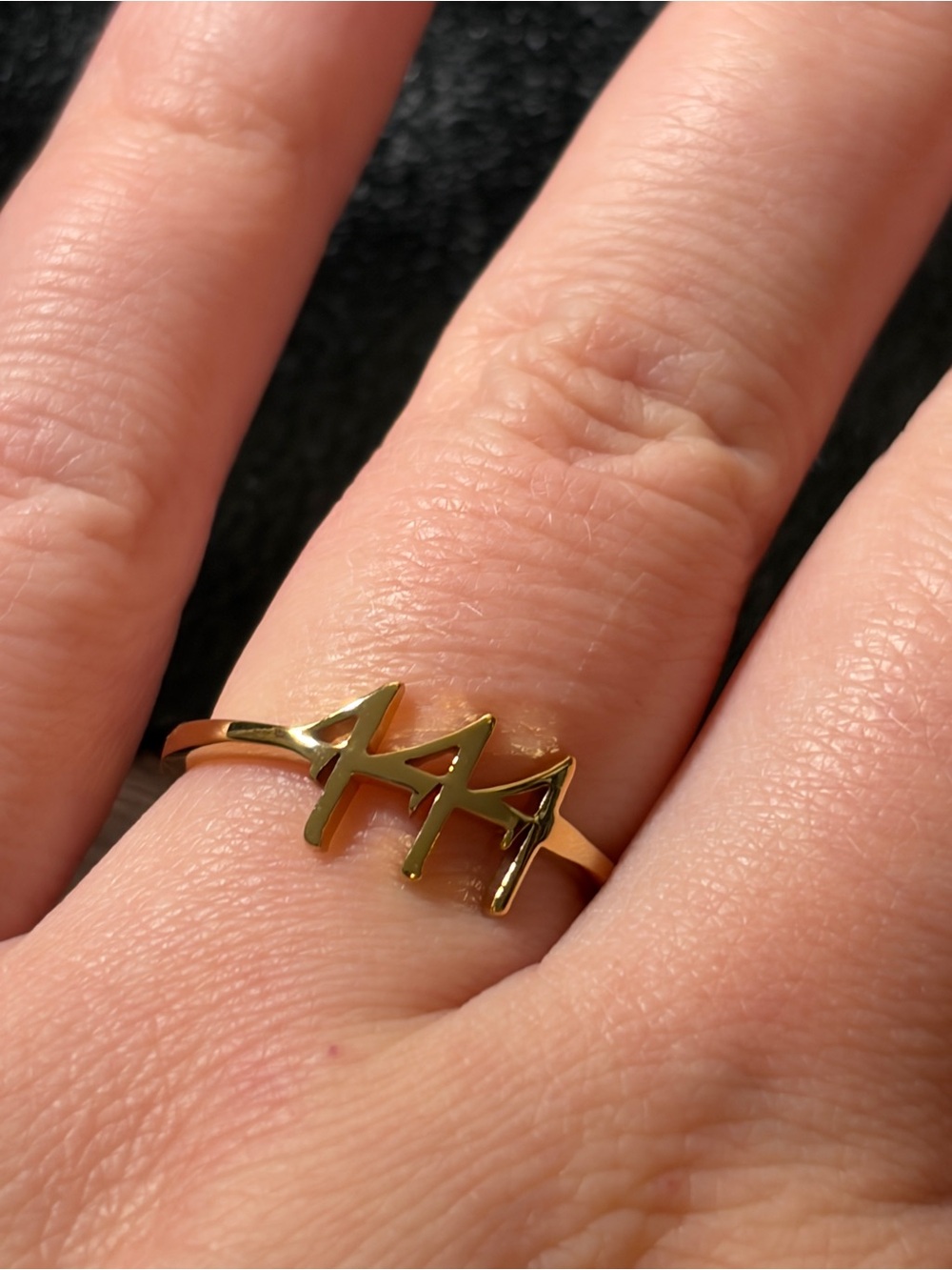 Gold Plated 444 Angel Numbers Accent Ring - Size 7 - Picture 4 of 6